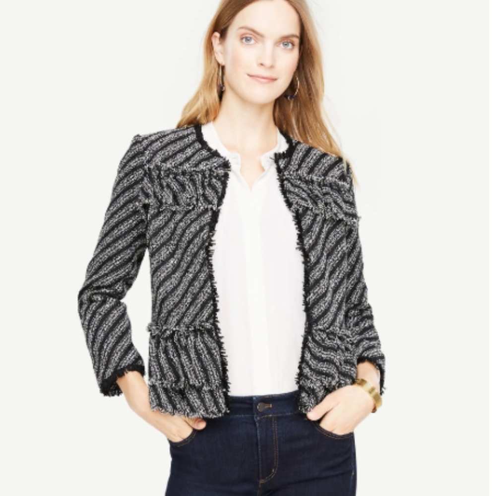 NWT Ann Taylor Ruffle Tweed Jacket, 4P
